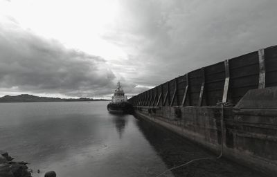 View of bridge over sea against sky