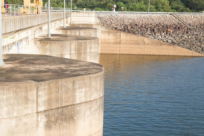 View of wall by swimming pool