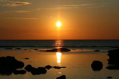 Scenic view of sea at sunset