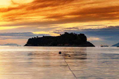 Scenic view of sea during sunset