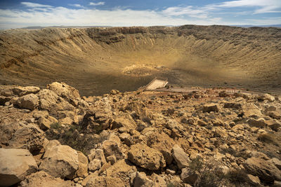 Scenic view of rocky landscape against sky