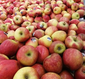 Full frame shot of apples for sale at market stall