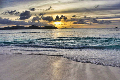 Scenic view of sea against sky during sunset