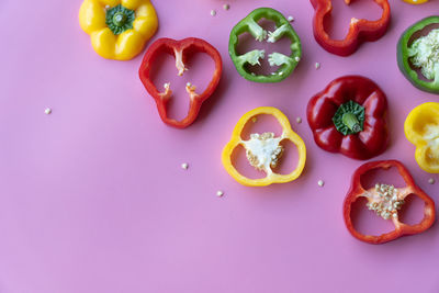 High angle view of fruits on table