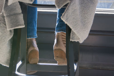 Low section of a woman's shoes