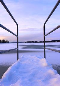 Scenic view of frozen sea against sky