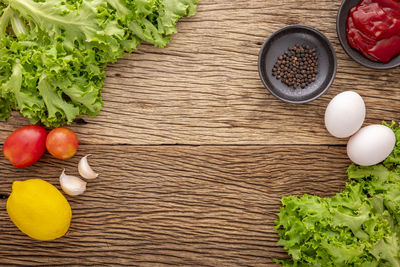 High angle view of fresh vegetables