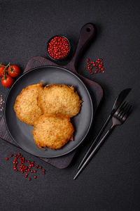 High angle view of food on table