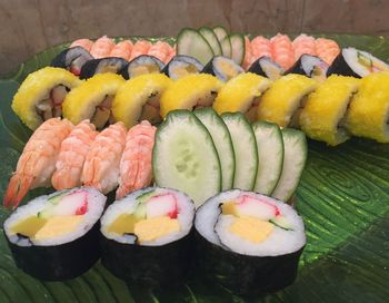 Close-up of sushi in plate