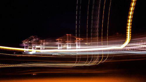 Light trails on road at night