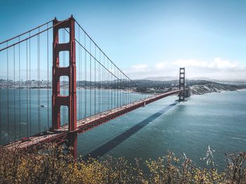 Suspension bridge over sea