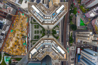 Directly above shot of buildings in city