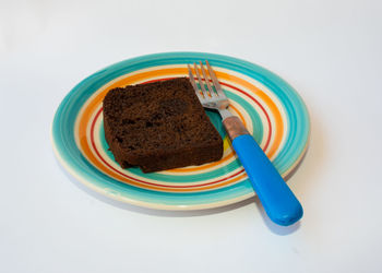 High angle view of breakfast in plate