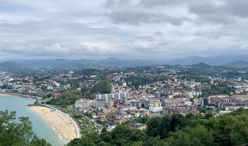 High angle view of townscape against sky