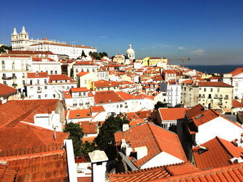 High angle view of townscape against sky