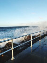 Scenic view of sea against clear sky
