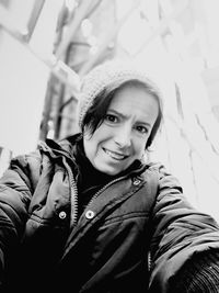 Portrait of smiling girl in winter