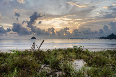 Scenic view of sea against sky during sunset