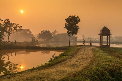 Winter morning in a village 