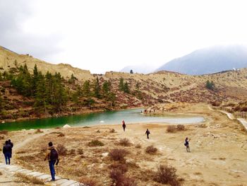 Tourists on mountain