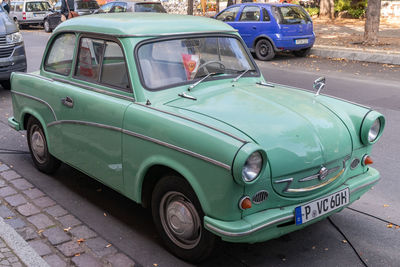 Vintage car on road