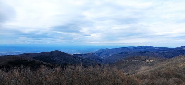 Scenic view of mountains against sky