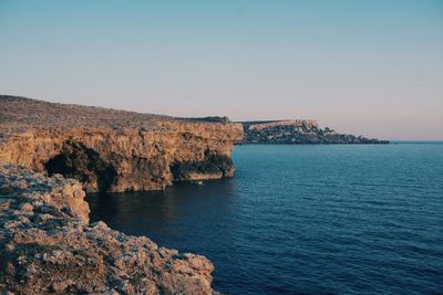 Scenic view of sea against clear sky