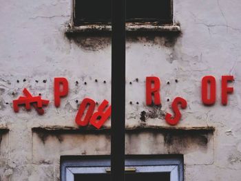 Close-up of text on wall