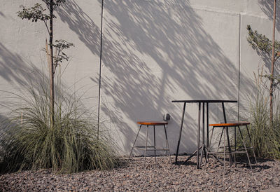 Landscape photo outdoor seating design for a cafe in the afternoon
