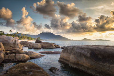 Scenic view of sea against sky during sunset