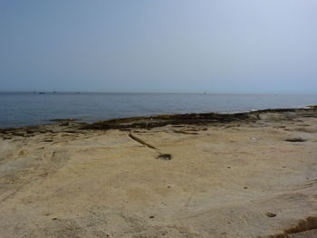 Scenic view of beach against clear sky