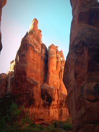 Low angle view of rock formations