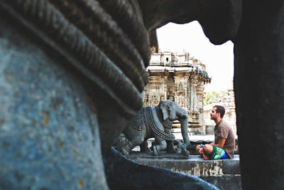 Tourist at historical building