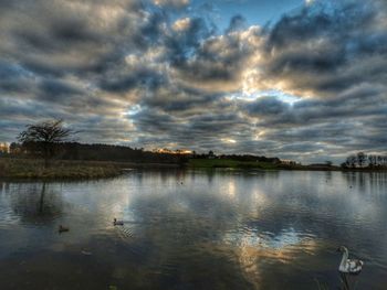 Scenic view of lake against sky