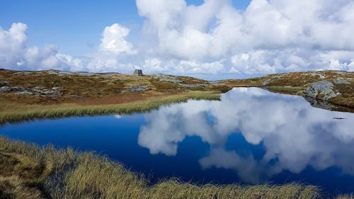 Panoramic view of lake against sky