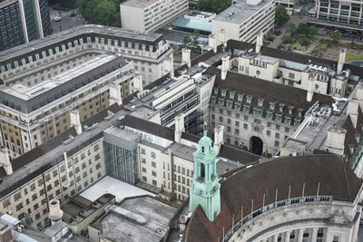 High angle view of buildings in city