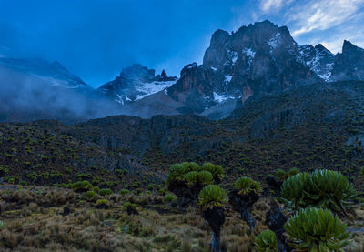 Scenic view of rocky mountains against sky