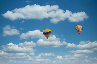 Low angle view of hot air balloon against sky