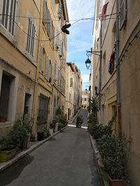 Narrow alley amidst buildings in city