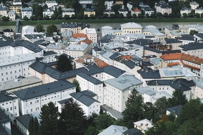 High angle view of town