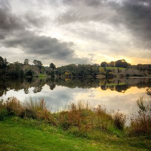 Scenic view of lake against sky
