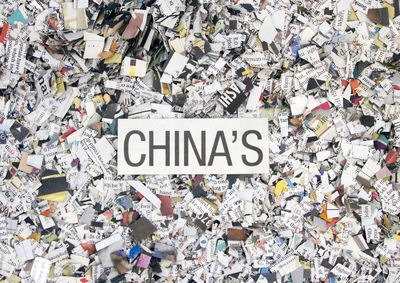 High angle view of text on paper