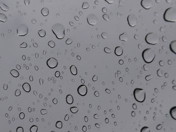 Full frame shot of wet glass window during rainy season