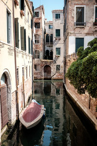 View of canal with buildings in background