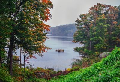 Scenic view of lake against sky