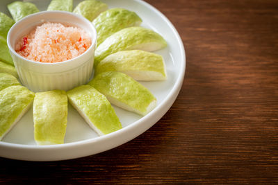 Close-up of food in plate on table