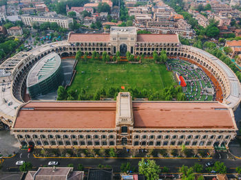 High angle view of historic building