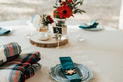 High angle view of potted plant on table at home