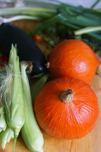 Close-up of vegetables on table