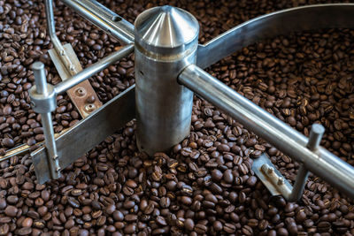 High angle view of coffee beans